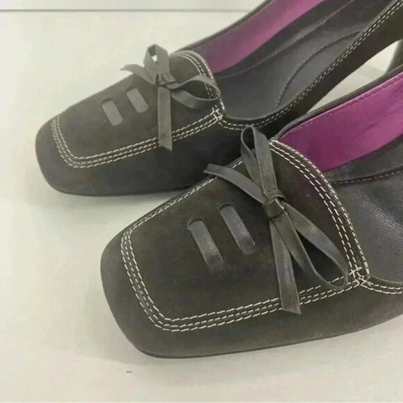 Cole Haan Chocolate Brown Suede Squared Toe Pumps Heeks Women’s Size 9.5B - Picture 3 of 12